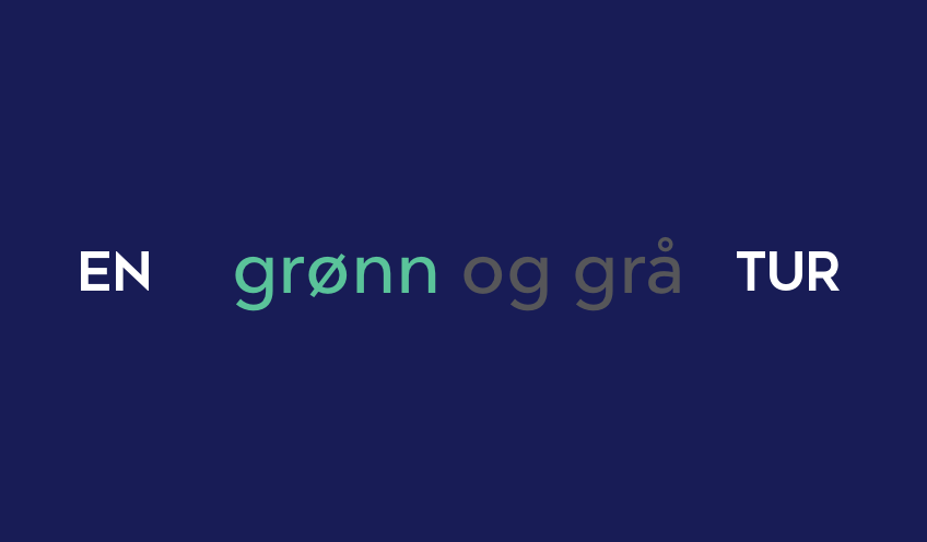 Sammenslått Entur logo med grønn og grå tekst imellom
